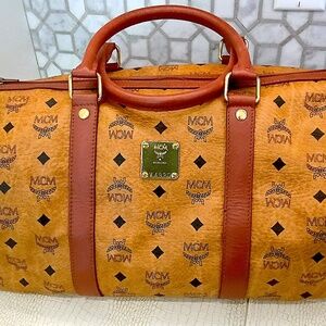 MCM Visetos Congnac Boston Bag Golf Collection Large 16"x9"x7"